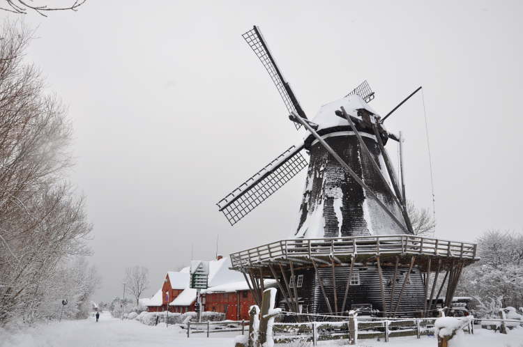 ma's atelier Mühle im Winter in Lemkenhafen auf Fehmarn